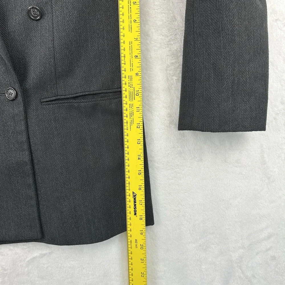Hart Schaffner Marx‎ Mens 40R Double Breasted Black Herringbone Suit Jacket EUC